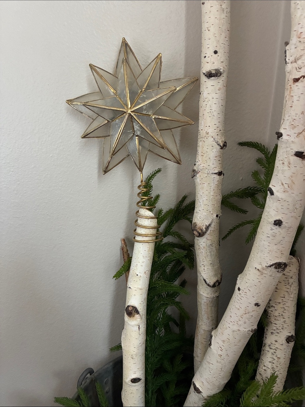 Capiz shell and gold star Christmas Tree topper